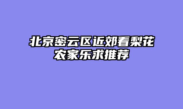 北京密云区近郊看梨花农家乐求推荐