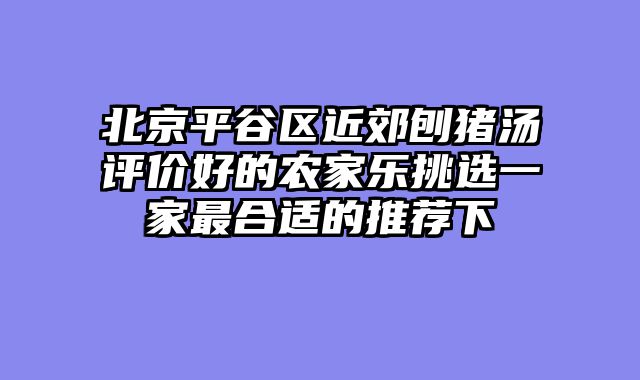 北京平谷区近郊刨猪汤评价好的农家乐挑选一家最合适的推荐下