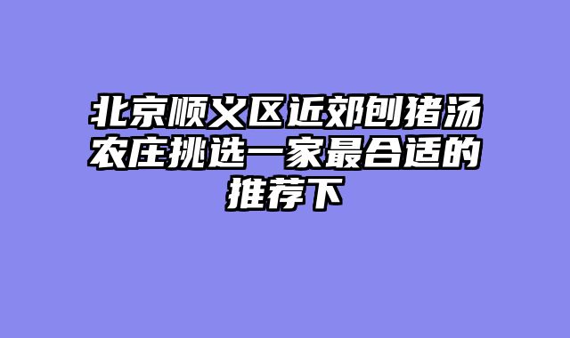 北京顺义区近郊刨猪汤农庄挑选一家最合适的推荐下