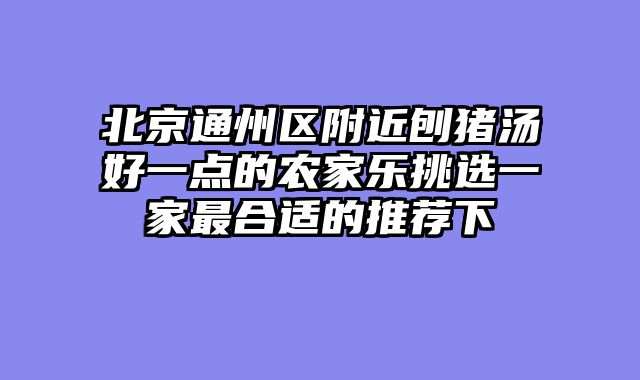 北京通州区附近刨猪汤好一点的农家乐挑选一家最合适的推荐下