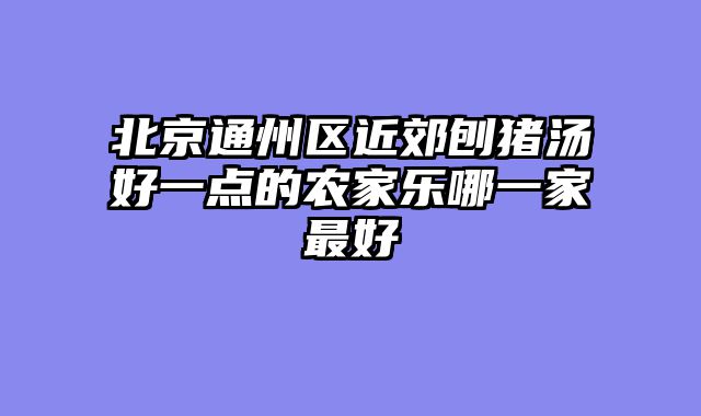 北京通州区近郊刨猪汤好一点的农家乐哪一家最好