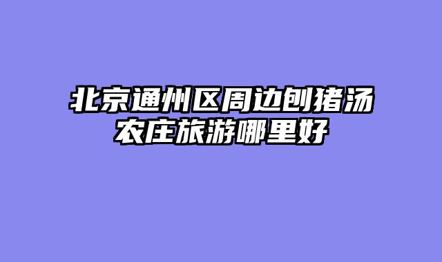 北京通州区周边刨猪汤农庄旅游哪里好