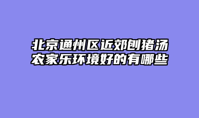 北京通州区近郊刨猪汤农家乐环境好的有哪些