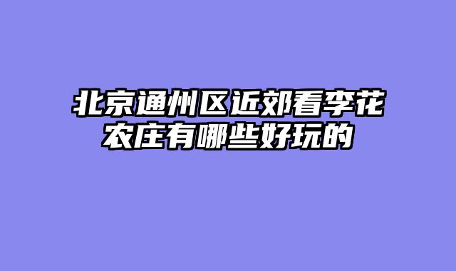 北京通州区近郊看李花农庄有哪些好玩的