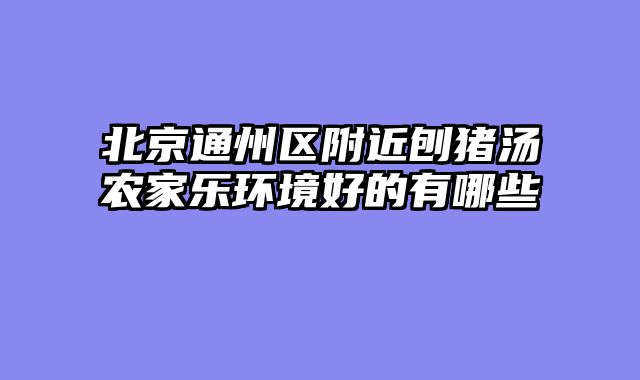 北京通州区附近刨猪汤农家乐环境好的有哪些