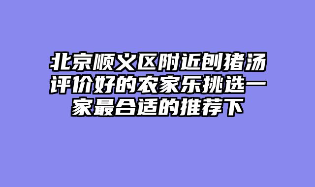 北京顺义区附近刨猪汤评价好的农家乐挑选一家最合适的推荐下