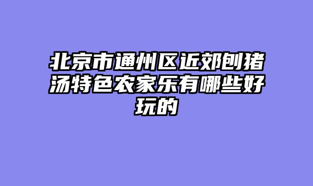 北京市通州区近郊刨猪汤特色农家乐有哪些好玩的