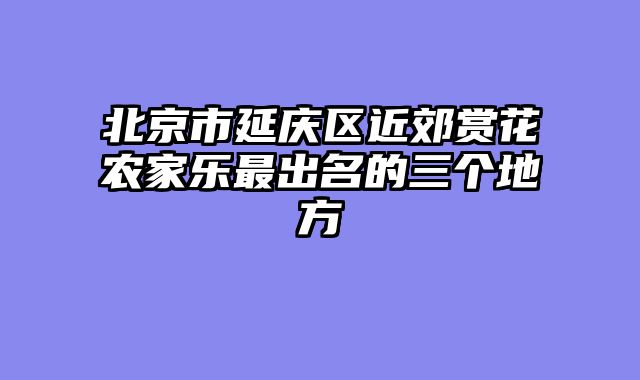 北京市延庆区近郊赏花农家乐最出名的三个地方