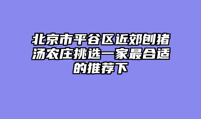 北京市平谷区近郊刨猪汤农庄挑选一家最合适的推荐下