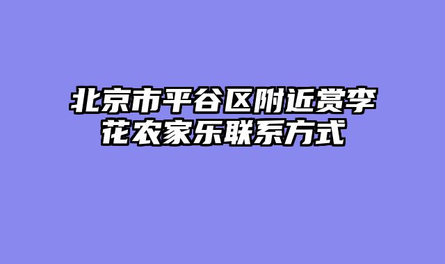 北京市平谷区附近赏李花农家乐联系方式