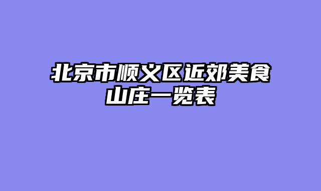 北京市顺义区近郊美食山庄一览表