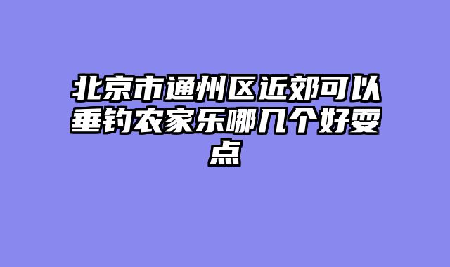 北京市通州区近郊可以垂钓农家乐哪几个好耍点