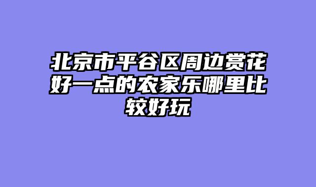 北京市平谷区周边赏花好一点的农家乐哪里比较好玩
