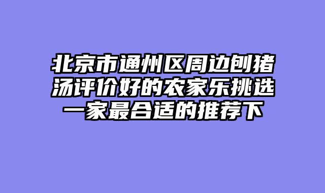 北京市通州区周边刨猪汤评价好的农家乐挑选一家最合适的推荐下