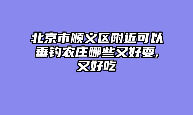 北京市顺义区附近可以垂钓农庄哪些又好耍,又好吃