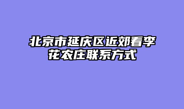 北京市延庆区近郊看李花农庄联系方式