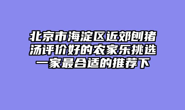 北京市海淀区近郊刨猪汤评价好的农家乐挑选一家最合适的推荐下