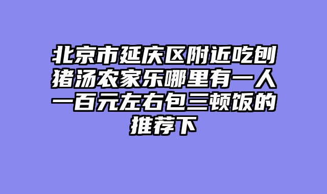 北京市延庆区附近吃刨猪汤农家乐哪里有一人一百元左右包三顿饭的推荐下