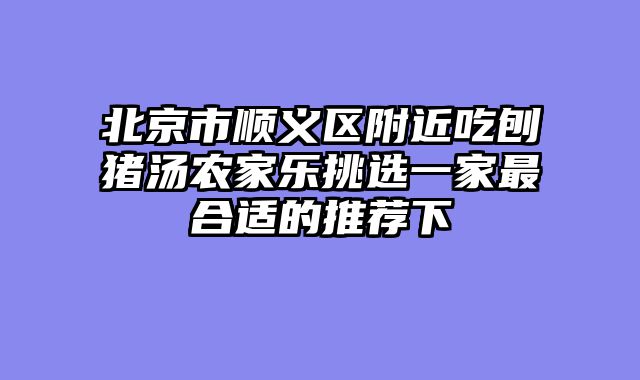 北京市顺义区附近吃刨猪汤农家乐挑选一家最合适的推荐下