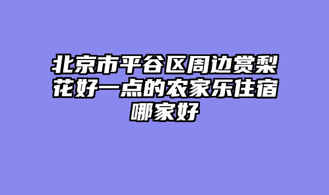 北京市平谷区周边赏梨花好一点的农家乐住宿哪家好
