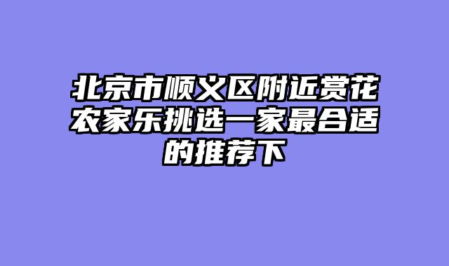 北京市顺义区附近赏花农家乐挑选一家最合适的推荐下