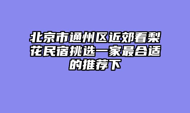 北京市通州区近郊看梨花民宿挑选一家最合适的推荐下
