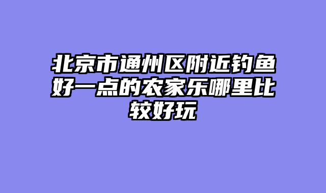 北京市通州区附近钓鱼好一点的农家乐哪里比较好玩