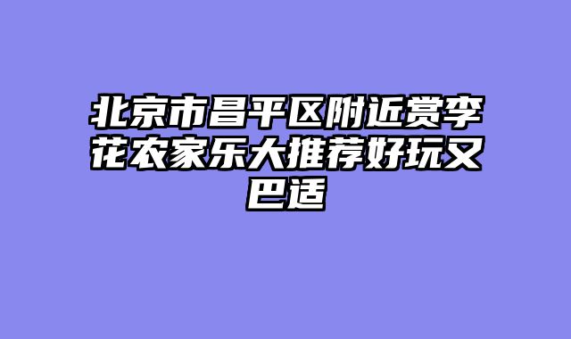 北京市昌平区附近赏李花农家乐大推荐好玩又巴适