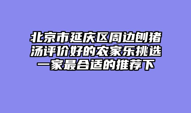北京市延庆区周边刨猪汤评价好的农家乐挑选一家最合适的推荐下