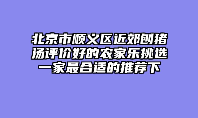 北京市顺义区近郊刨猪汤评价好的农家乐挑选一家最合适的推荐下