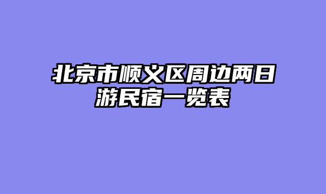 北京市顺义区周边两日游民宿一览表