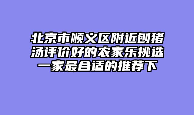 北京市顺义区附近刨猪汤评价好的农家乐挑选一家最合适的推荐下