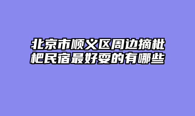 北京市顺义区周边摘枇杷民宿最好耍的有哪些